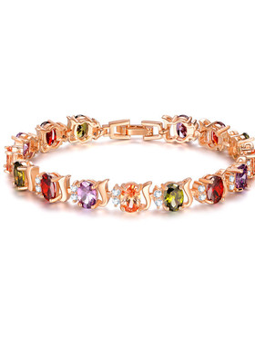 发欧美风格时尚玫瑰金锆石手链小清新简约镶钻女士手链手镯