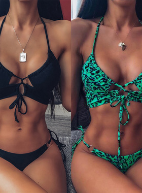 女分体泳衣豹纹比基尼泳衣bikini swimsuit women leopard suits
