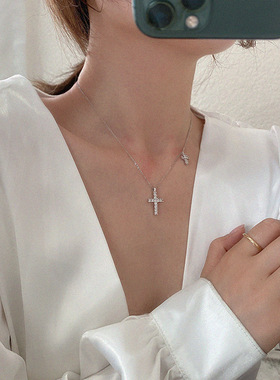 韩国东大门项链女简约气质百搭十字架吊坠颈链锁骨链网红同款