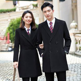 秋冬女装女呢子外套大衣男女行政公上班商务休闲销售工作服