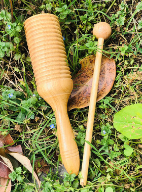 奥尔夫 木质响筒橡木加沟响筒儿童音乐配音教具原木梆子乐器