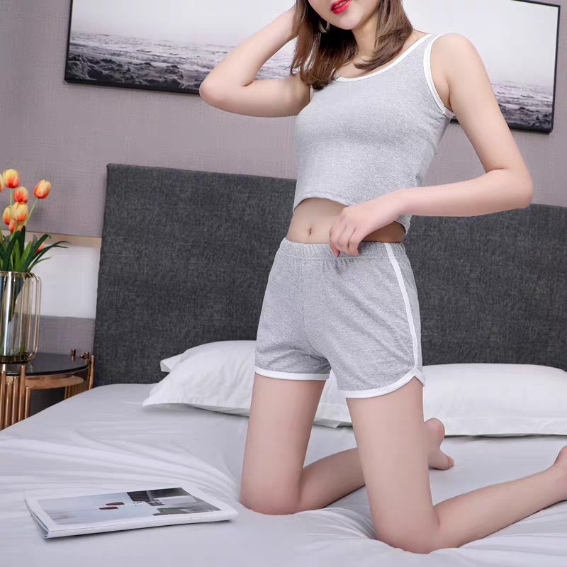 夏季修身户外背心短裤运动套装女韩版休闲居家舞蹈瑜伽服套装95棉