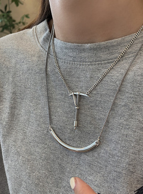 925纯银复古锤子项链小众设计感锁骨链2020年新款ins冷淡风简约