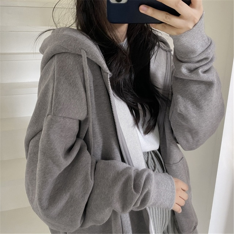 2025外套卫衣女潮i秋冬加绒加厚衣服女学生韩版宽松连帽情侣装发