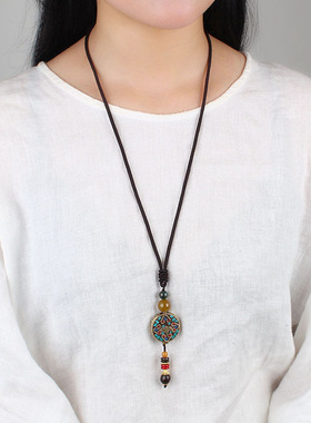 民族风毛衣链棉麻简约气质