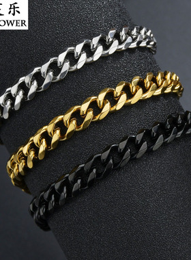 欧美古巴链尚芙乐不锈钢嘻哈