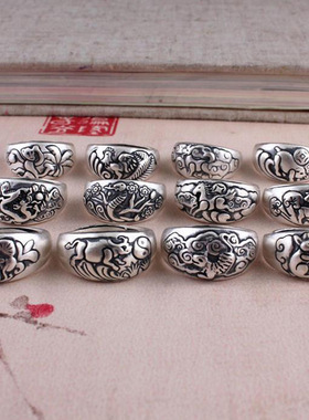 稀奇古怪的戒指新款本命十二生肖戒指女戒开口伸缩戒指复古仿通用