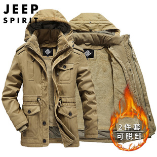 JEEP SPIRIT重型防寒服军大衣男外套工装加厚棉服棉衣冬季棉袄潮
