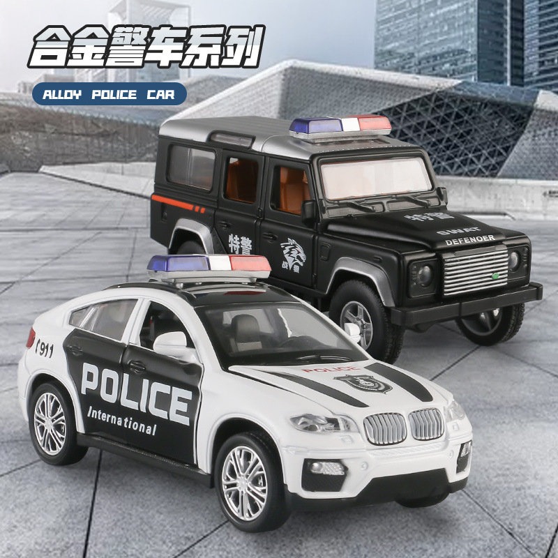 仿真大号耐摔玩具车声光回力合金越野警车公安模型汽车孩玩具车