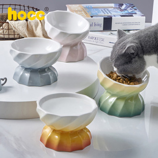 ZOO hocc猫碗陶瓷猫碗狗碗斜口保护颈椎脚防滑食盆饭盆糖果系列
