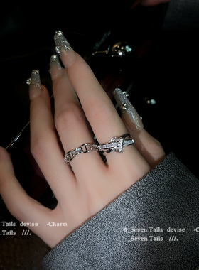 字母戒指轻奢锆石时尚个性女