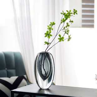 饰客厅玄关插花 现代轻奢琉璃花瓶 简约创意玻璃摆件样板间软装
