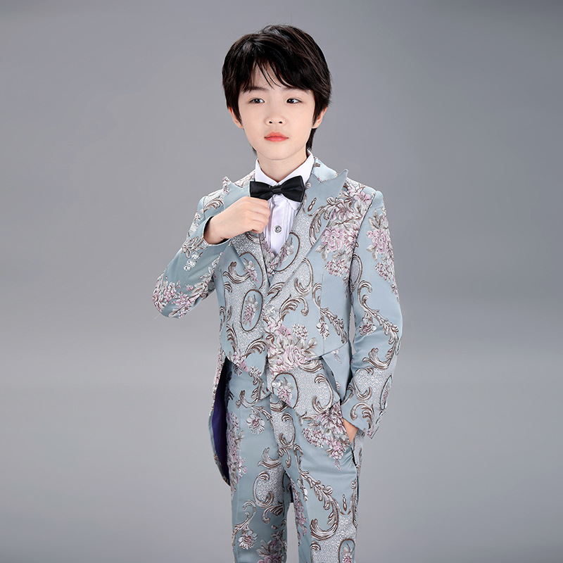 男孩儿童燕尾礼服马甲三件套西装钢琴指挥表演花童走秀演出西服