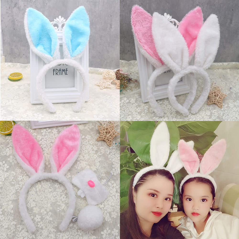 万圣节发箍女洗脸头饰儿童表演道具可爱毛绒小兔耳朵发饰厂家直销