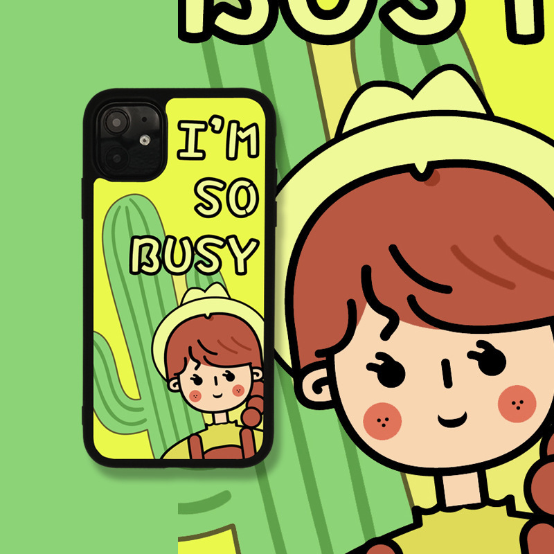 原创仙人掌女孩全包适用iphone16Promax苹果13/15手机壳14Pro软边12