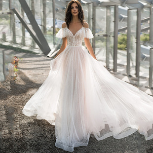 2025跨境春季新款欧美大码结婚纱礼服修身显瘦齐地胖子蕾丝连衣裙
