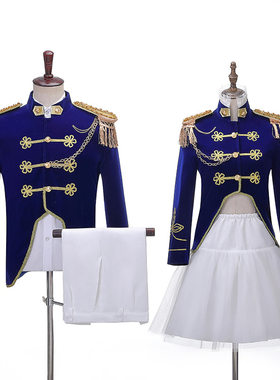 欧洲宫廷风格蓝色海军礼服演出服