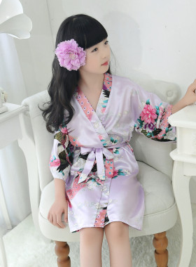 Silk Children's Sleep Dress Pajamas Bathrobe Loungewear Robe