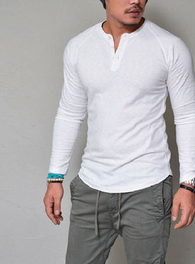 Autumn men's bottoming shirt long sleeve slim T-shirt长袖T恤