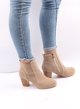 Autumn Ankle Boots Women Thick High Heels 大码马丁靴女式皮鞋