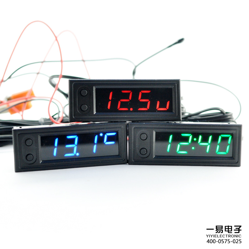 三合一 车载时钟 夜光温度计电压表 精度电子led时钟模块rx8025