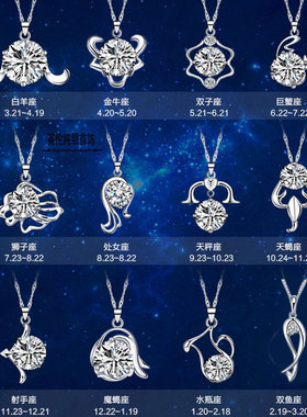 时尚创意个性配饰十二星座个性项链12星座吊坠配饰品（不配链）