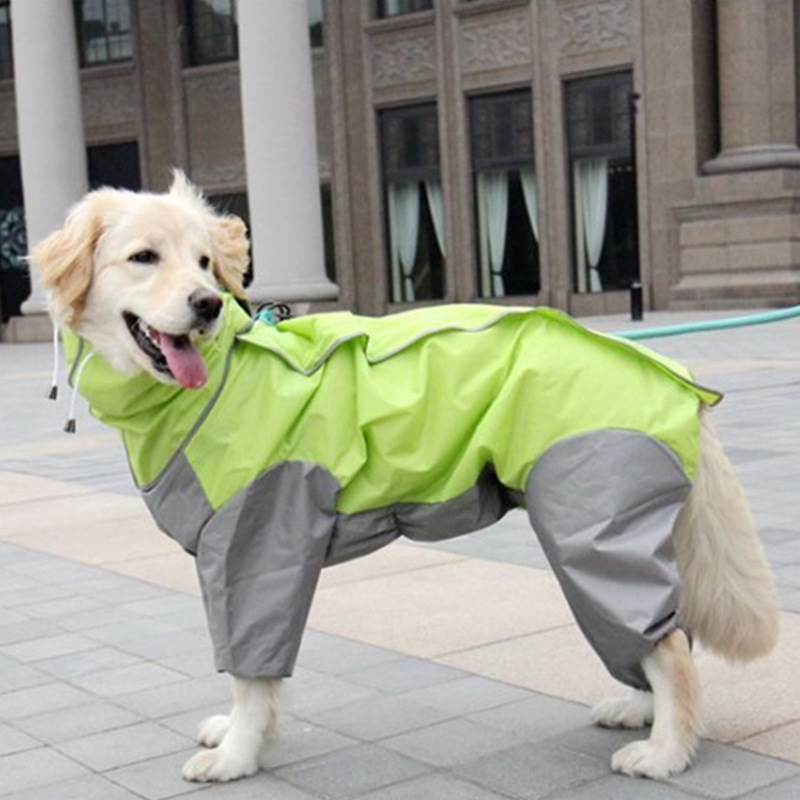 小狗宠物雨衣中大型犬金毛萨摩阿拉斯加防水四脚雨衣狗狗连帽雨衣