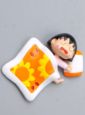 睡眠版萌妹子丸子头立体创意手韩版磁扣冰箱贴吸磁贴手机壳素材