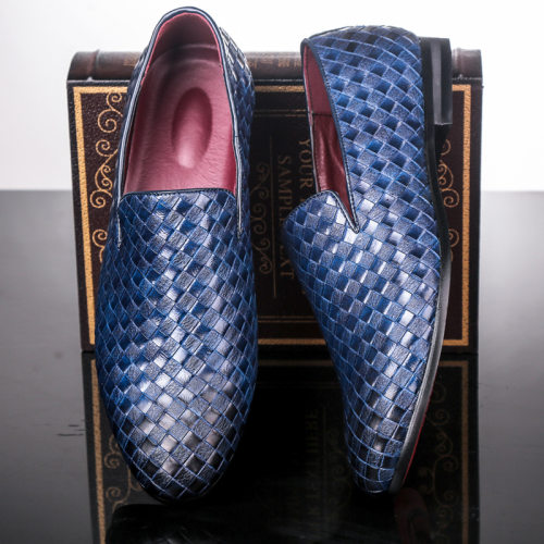 男士皮编织鞋 Driving loafers Men's causal flat Dress Shoes