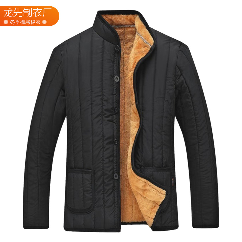 2025冬季黑色中老年棉衣爸爸装加绒加厚 men's winter warm coats