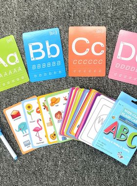 Wipe-Clean Flash Cards Alphabets Numbers带笔大号数字闪卡英文