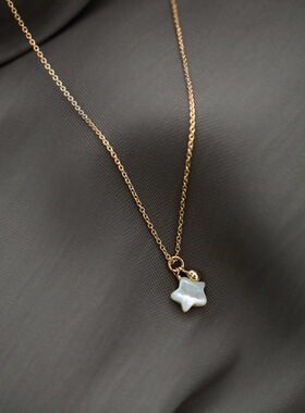 【KuGirl】 S925纯银镀18K金北极星白蝶锁骨链轻奢小众设计感网红