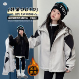 女童三合一冲锋衣2025年冬季新款韩版加厚外套户外挡风保暖夹克衫，童装外套，祺儿童装