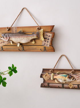 仿古做旧创意款欧式仿真鱼挂件木质工艺品墙面壁挂挂饰