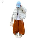 女童夹棉加厚排骨棉服2025年冬季新款休闲保暖棉衣中大童短款外套，童装棉衣，祺儿童装