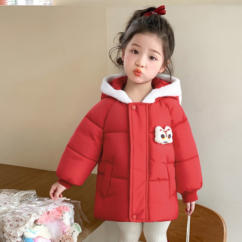 女童棉服秋冬2025新款儿童洋气冬季女夹棉加厚拜年服棉衣冬装P105，童装棉衣，祺妙童装