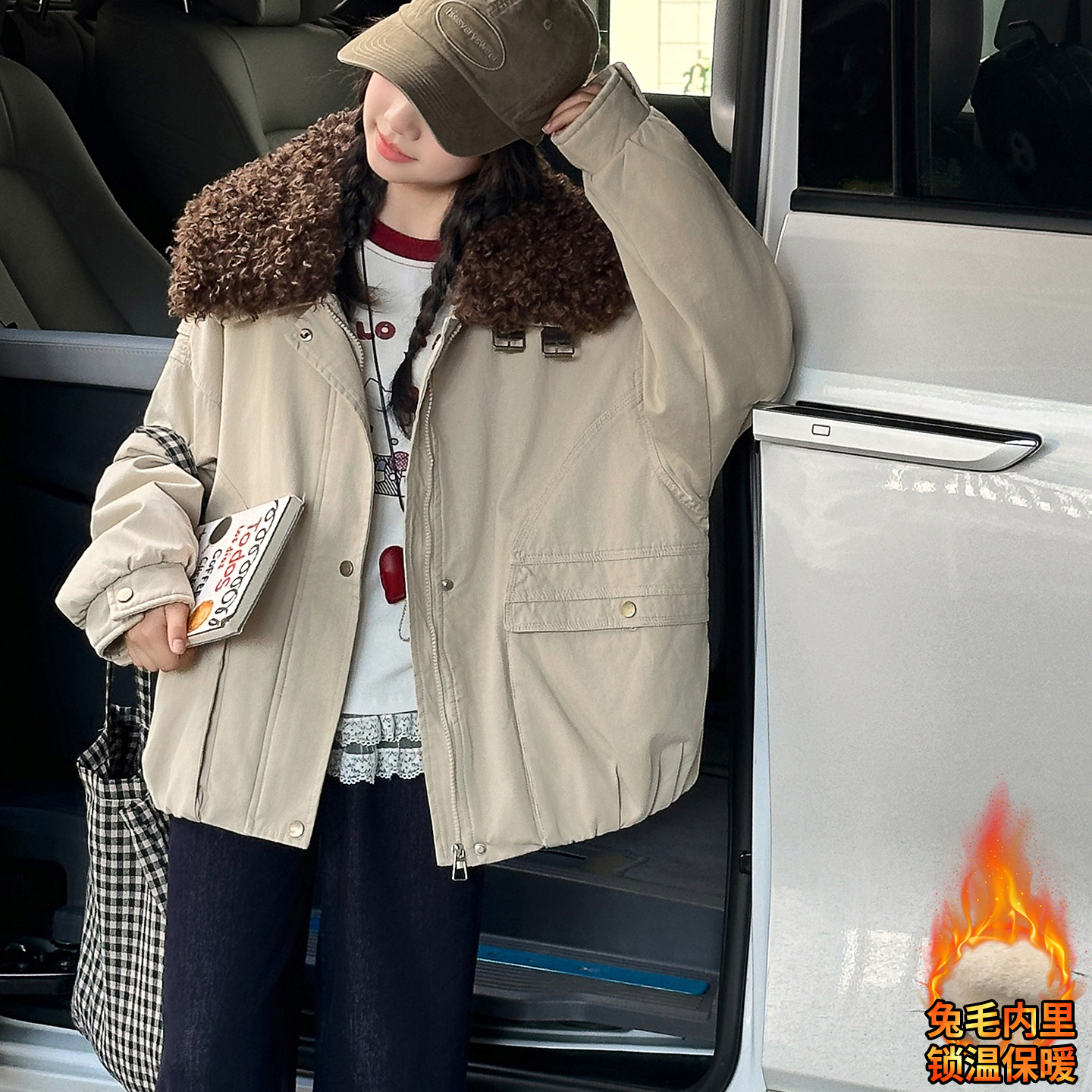 女童2025年冬季新款时尚洋气脱卸披肩毛领内里派克服加绒加厚外套,童装外套,祺儿童装 女童2025年冬季新款时尚洋气脱卸披肩毛领内里派克服加绒加厚外套,童装外套,祺儿童装