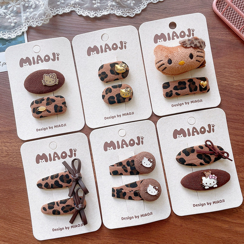 复古豹纹卡通猫咪儿童发夹布艺蝴蝶结刘海夹女童碎发BB夹侧边发卡,童装/婴儿装/亲子装,发饰,淘宝优惠券,粉丝福利购,淘宝优惠卷