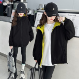 女童秋冬两面穿外套2025新款洋气童装儿童秋季加厚保暖三防冲锋衣，童装外套，祺儿童装