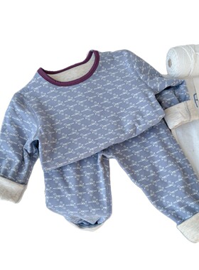 580gA类 羊毛拉架棉双层加厚蚕丝羊毛保暖套装内衣童女童家居服