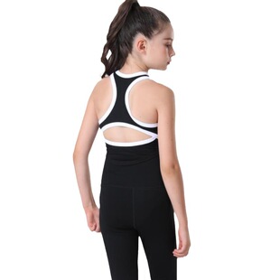 夏季女童背心带胸垫儿童瑜伽服速干运动训练跑步弹亲肤健身衣