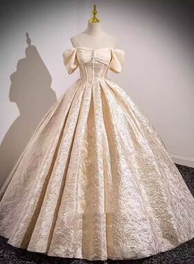 法式公主裙声晚礼服女感生日宴会成人礼乐艺考一字肩轻奢蓬蓬裙子