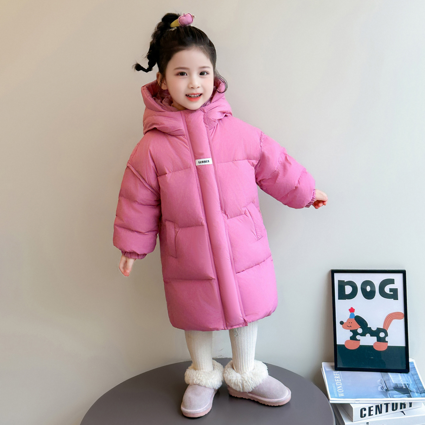 女童长款羽绒服冬装2025新款儿童网红洋气加厚保暖冬季白鸭绒外套，童装羽绒服，祺妙童装