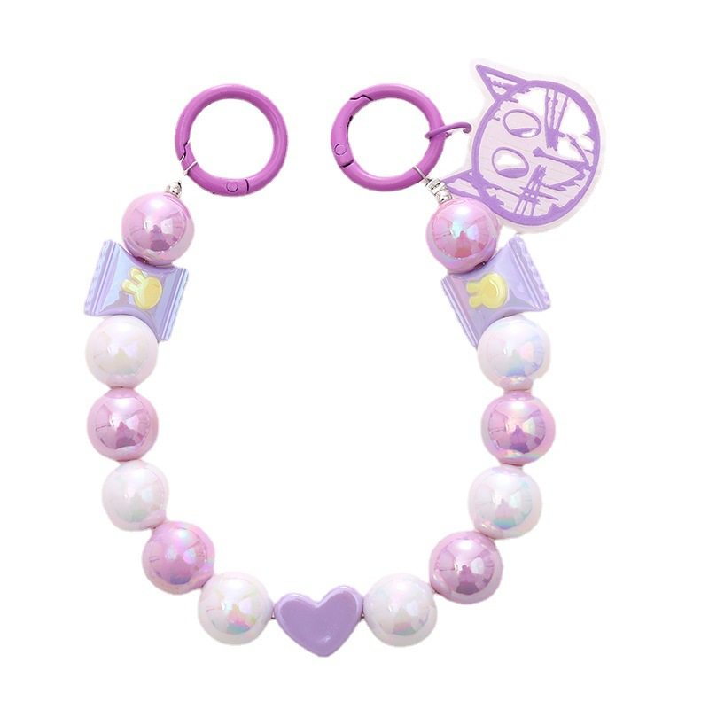 LILIAN NEW MERMAID BEADED MOBILE PHONE CHAIN CANDY COLOR BOW TOTE CHAIN MOBILE PHONE CASE HANGING PENDANT WATER CUP CHAIN