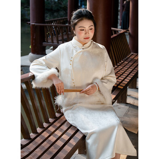 气质国风新中式复古旗袍胖MM2025冬季新款加绒百搭显瘦大码套装潮