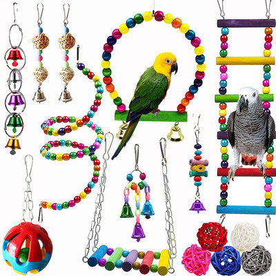 Parrot Chew Toys Set with Climbing Ladder,Hanging Rings etc