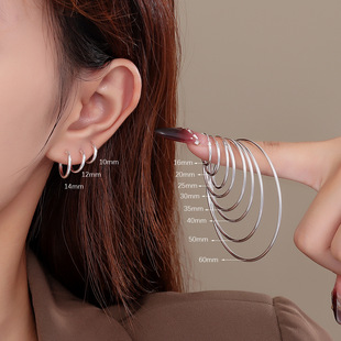 s925通体纯银明星同款大圆圈圈耳饰女素圈耳环2025新款爆款高级感
