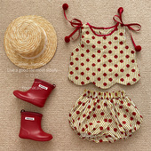 新品 女童波点宝宝套装 可爱洋气无袖 乐晨家2023夏装 短裤 两件套