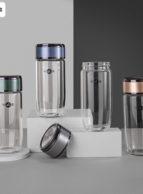 明霞单层玻璃杯大容量便携高硼硅透明水杯高档办公泡茶杯车载杯子