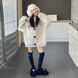 女童加厚毛衣外套2025年秋冬新款中大童纯色针织开衫春秋帽衫外穿，童装毛衣，祺儿童装